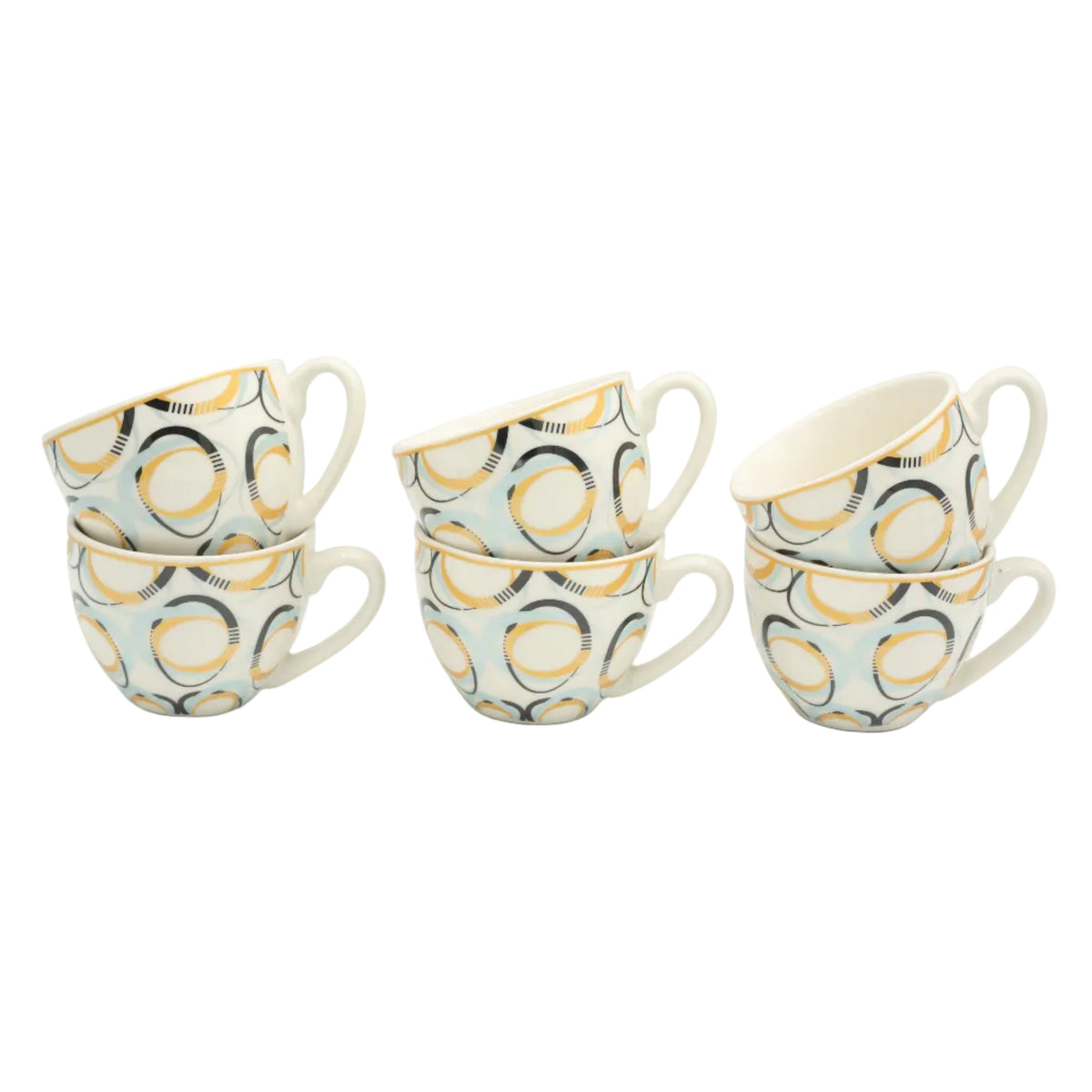 Ceramic Geometric Print Cup and Saucer 6 Pieces Set at Zubaidas Homestore Pakistan