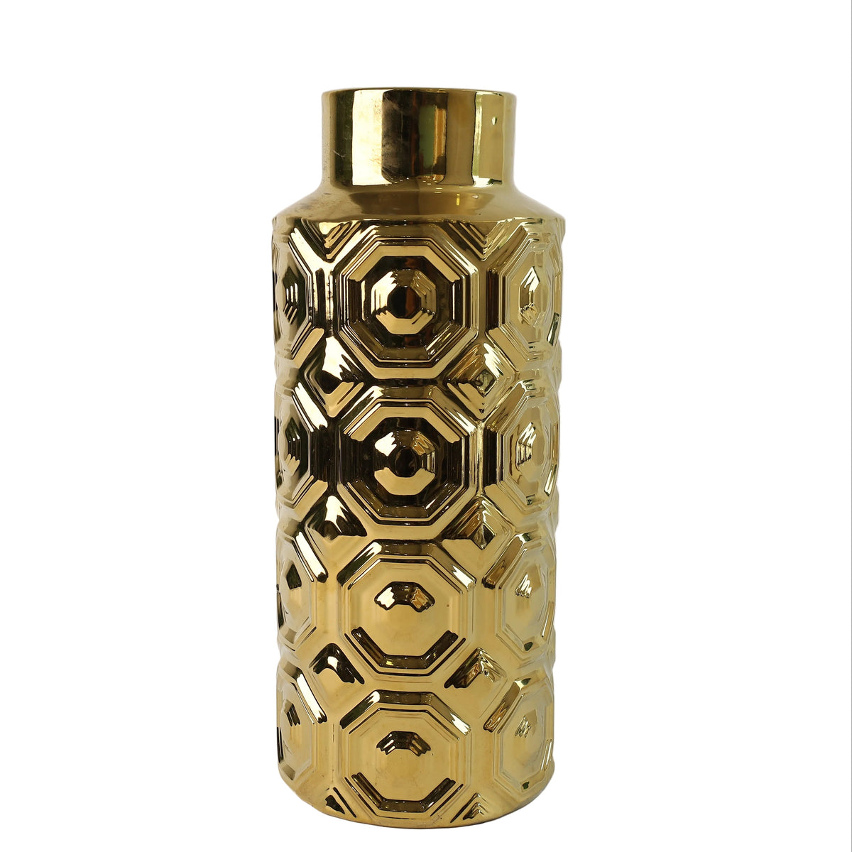 Ceramic Golden Honeycomb Decorative Vase at Zubaidas Homestore Pakistan