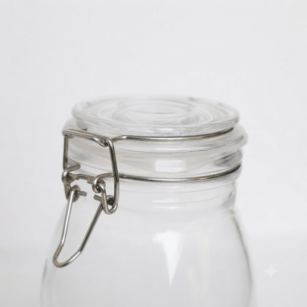 Clear Airtight Glass Storage Jar with Clip Top at Zubaidas Homestore Online Pakistan