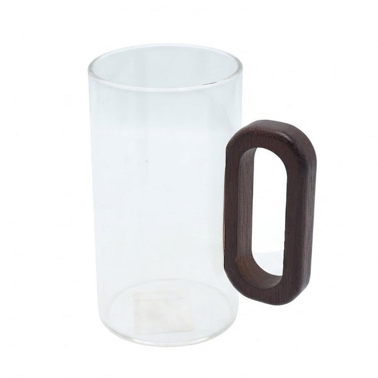 Clear Glass Mug with Wooden Handle 65MM at Zubaidas Homestore Pakistan