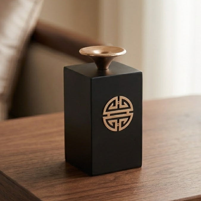 Contemporary Black Block Pillar Candle Stand at Zubaidas Homestore