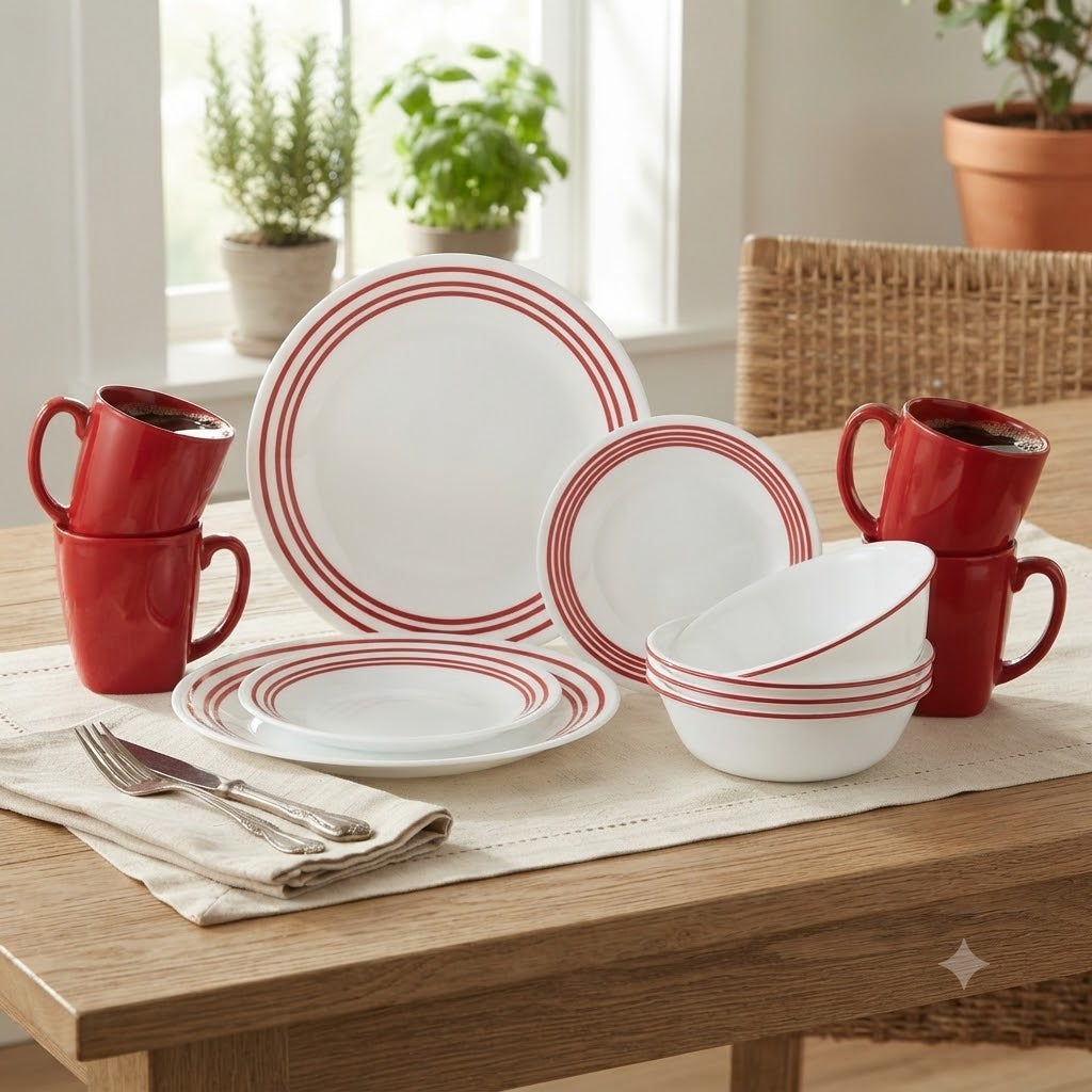 Corelle Livingware Dinner Set 16 Pieces Ruby Red at Zubaidas Homestore Pakistan