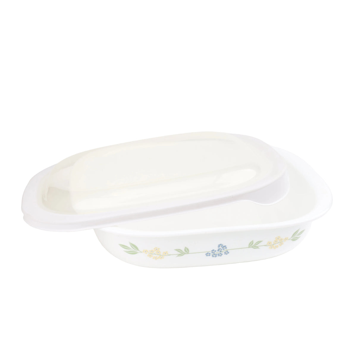 Corelle Secret Garden Oblong Dish with Plastic lid 1.89L at Zubaidas Homestore Best for Home Shopping Pakistan