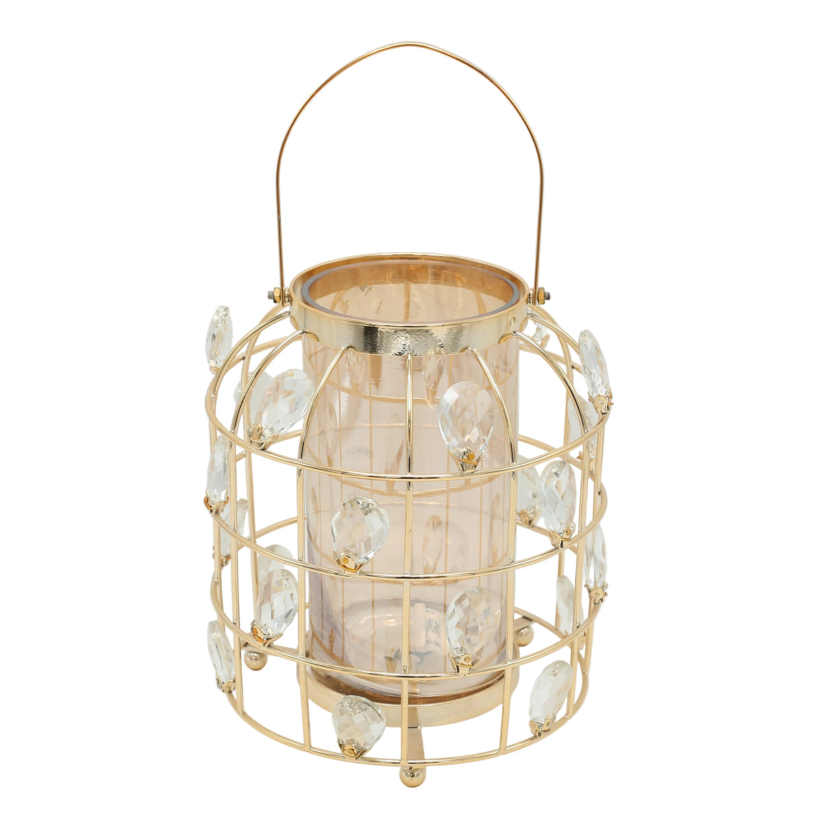 Crystal Cage Lantern Candle Stand Golden at Zubaidas Homestore - The Biggest Collection of Decor In Pakistan