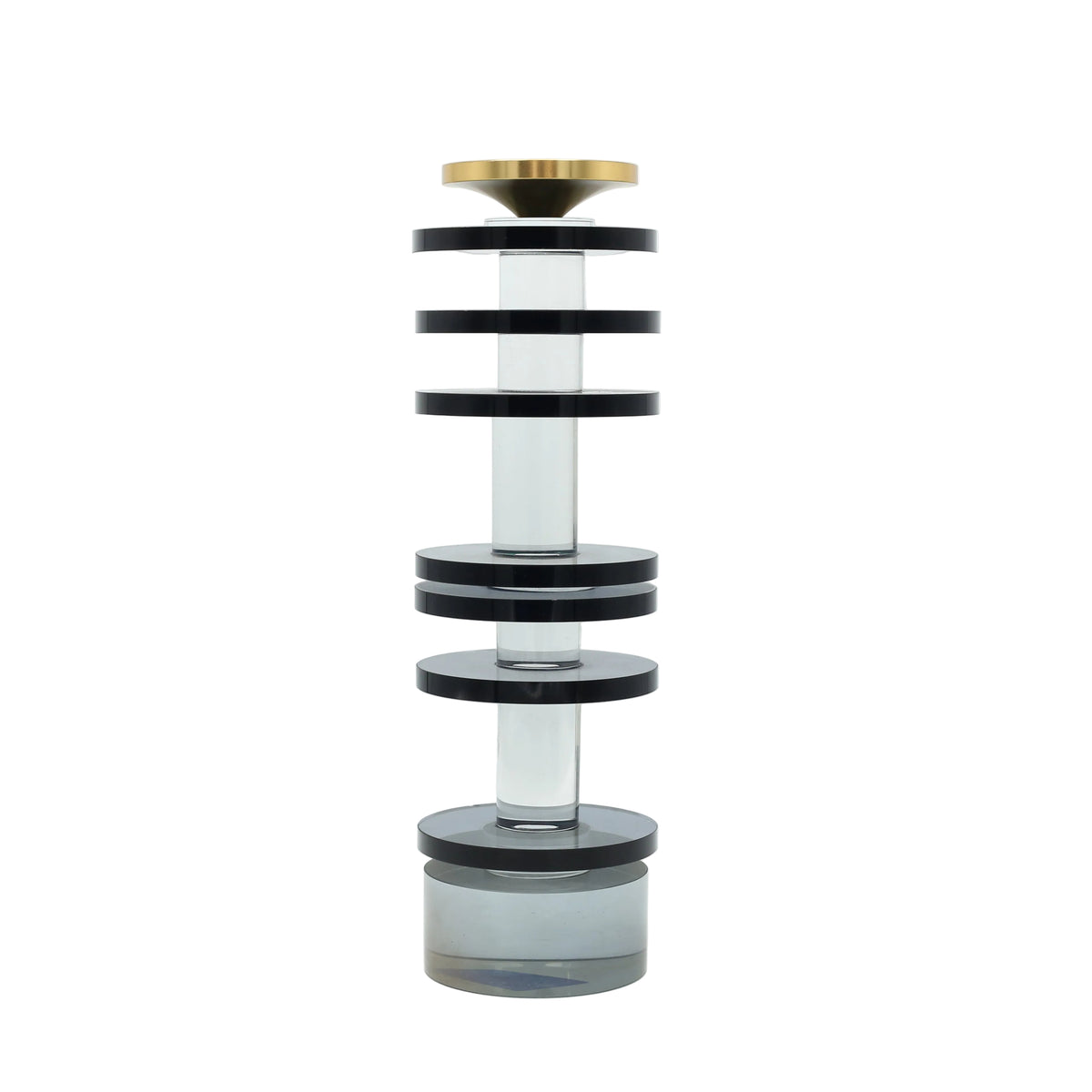 Crystal Pillar Candle Holder with Black Rings at Zubaidas Homestore Pakistan