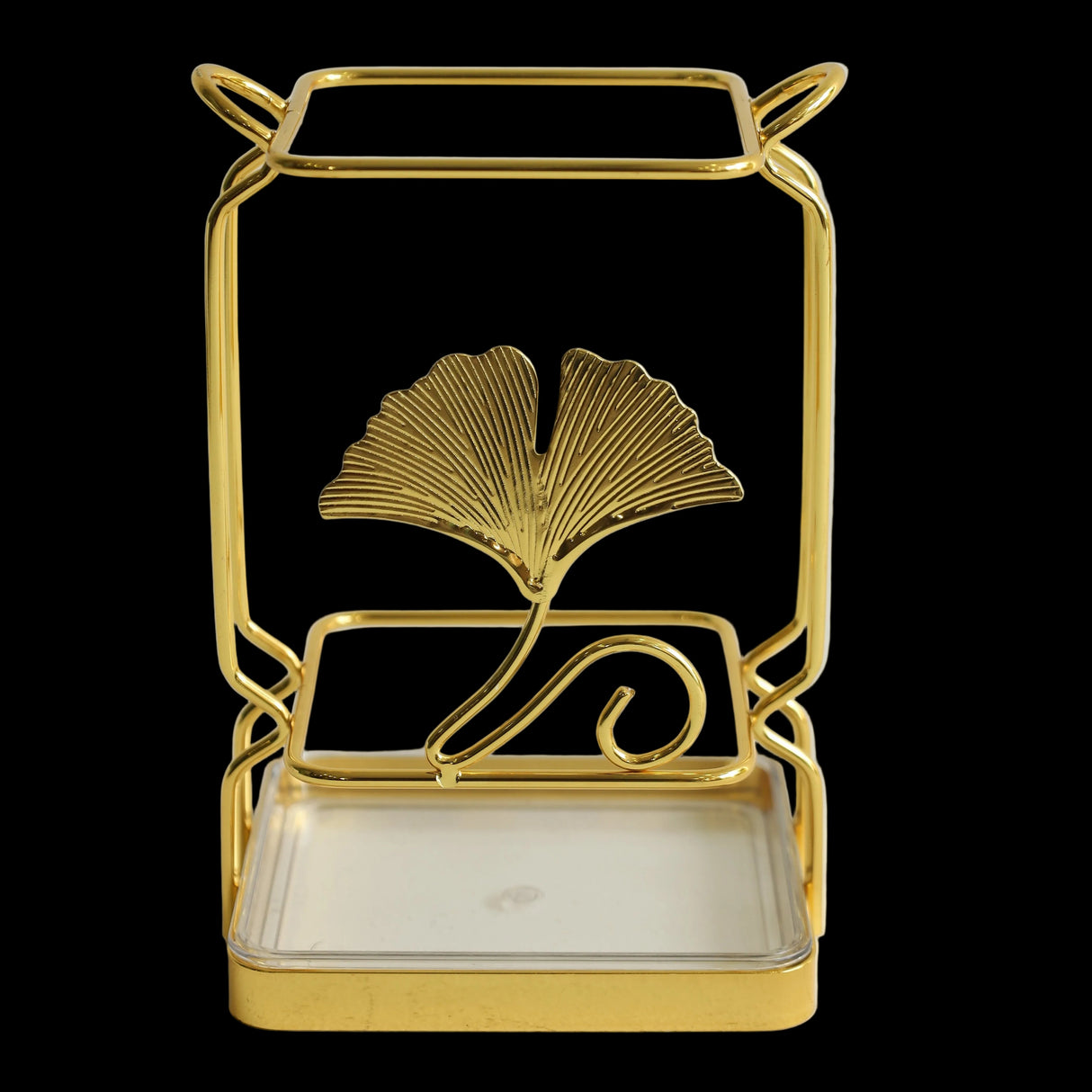 Cutlery Holder Ginkgo Leaf Design Gold and Clear at Zubaidas Homestore Pakistan