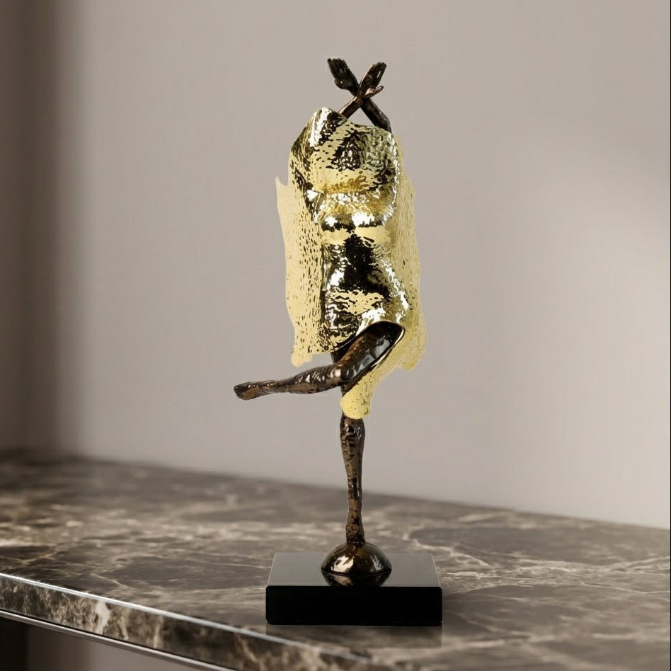 Dancing Lady Statue Golden at Zubaidas Homestore