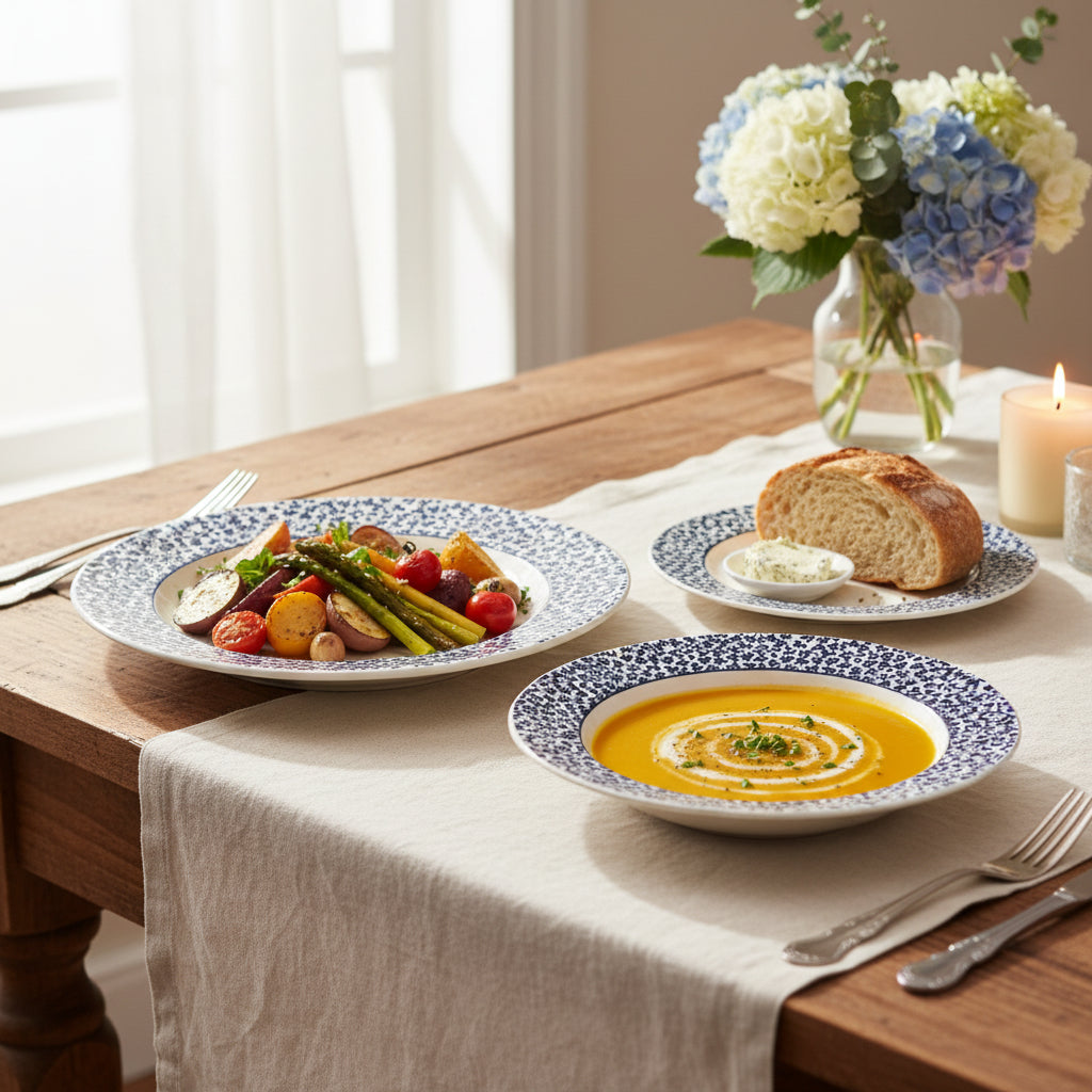 Danny Home 18 Piece Porcelain Plate Dinner Set White Blue at Zubaidas Homestore Pakistan