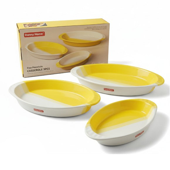 Danny Home 3-Piece Oval Ceramic Baking Dish Set at Zubaidas Homestore