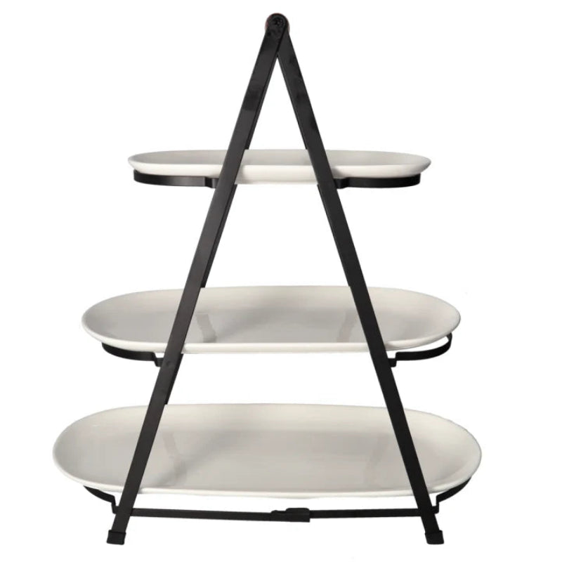 Danny Home 3 Tier Serving Stand with Porcelain Platters at Zubaidas Homestore