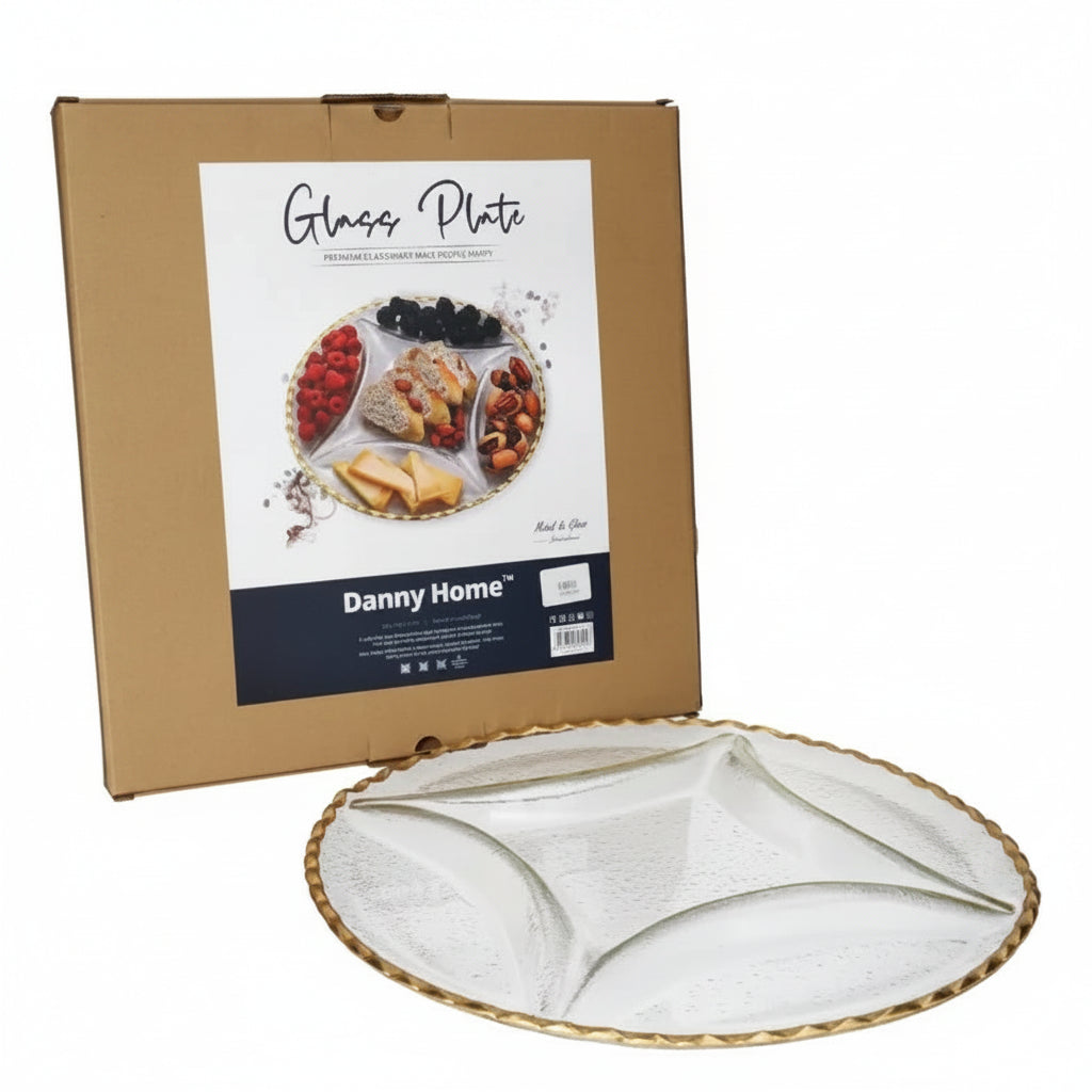 Danny Home 5 Grid Glass Serving Platter 33cm at Zubaidas Homestore Pakistan