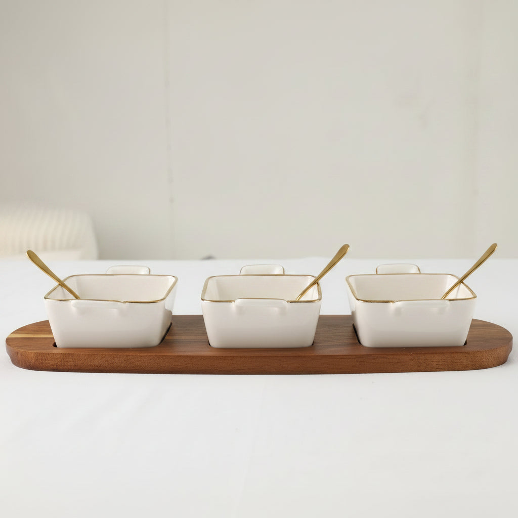 Danny Home Acacia Wood Board With Dessert Bowls at Zubaidas Homestore Online Pakistan