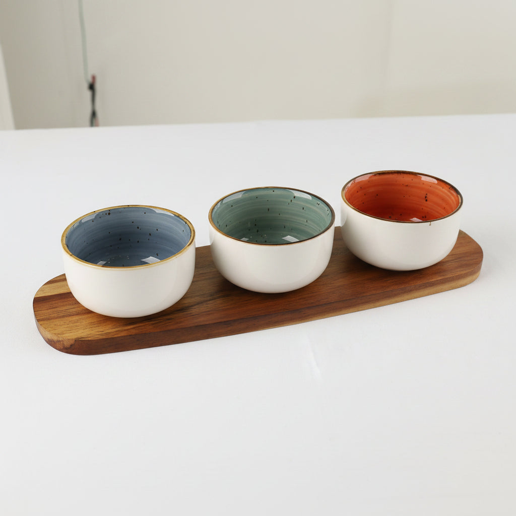 Danny Home Acacia Wood Board With Sauce Bowls at Zubaidas Homestore Online Pakistan