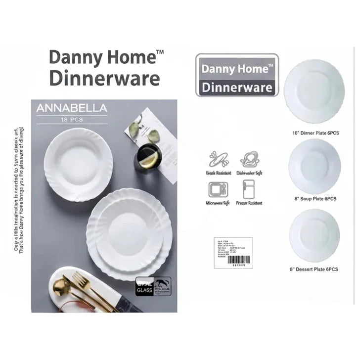 Danny Home Annabella Dinner Set 18 Pieces White at Zubaidas Homestore