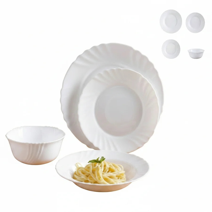Danny Home Annabella Dinner Set Opal Glass White 24 Pieces at Zubaidas Homestore Pakistan