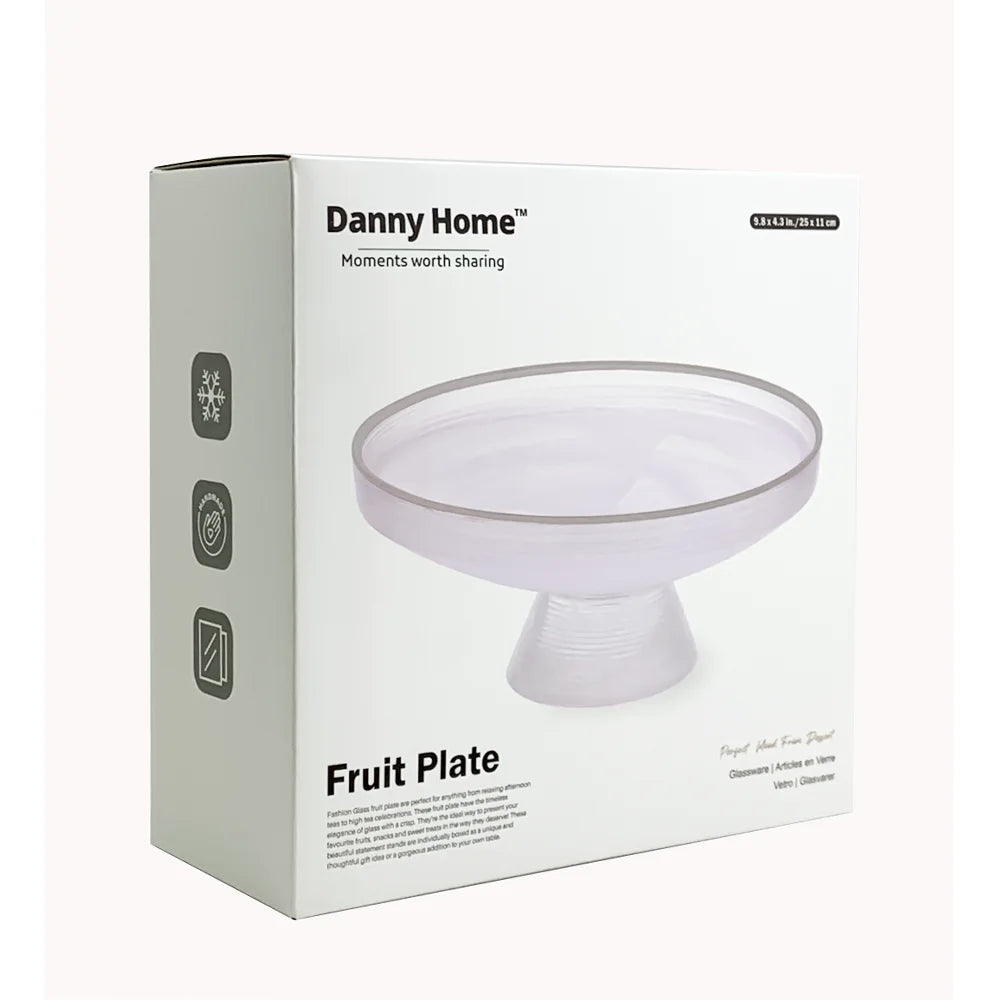 Danny Home Arctic Mist Glass Fruit Plate 33 cm at Zubaidas Homestore - House of the best Collection of Fruit Plates in Pakistan
