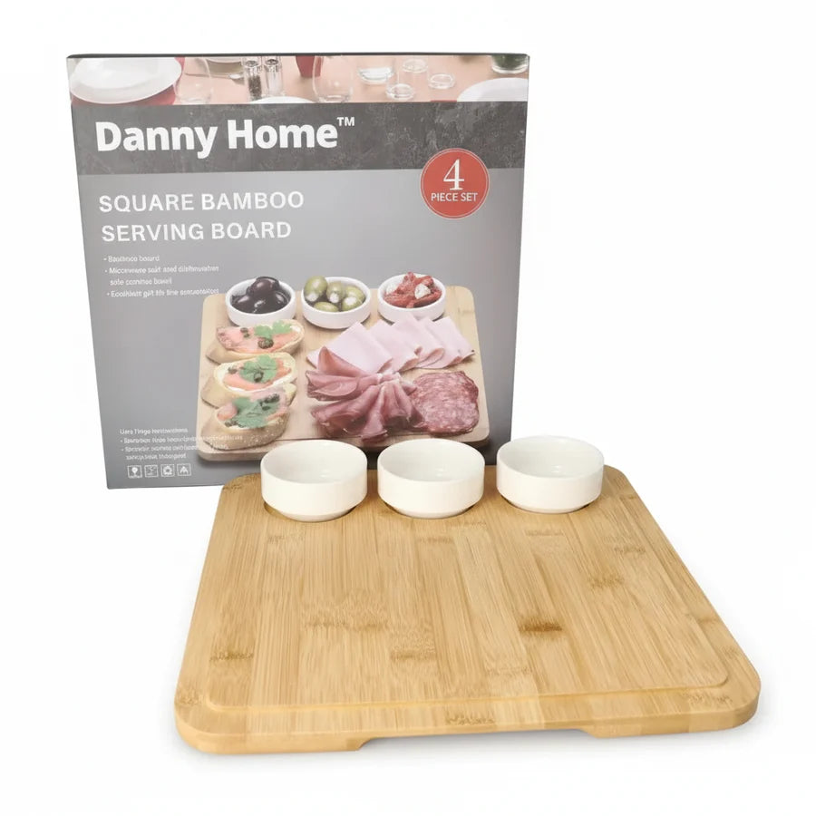 Danny Home Bamboo Board 4 Pieces Set With Dip Bowl at Zubaidas Homestore