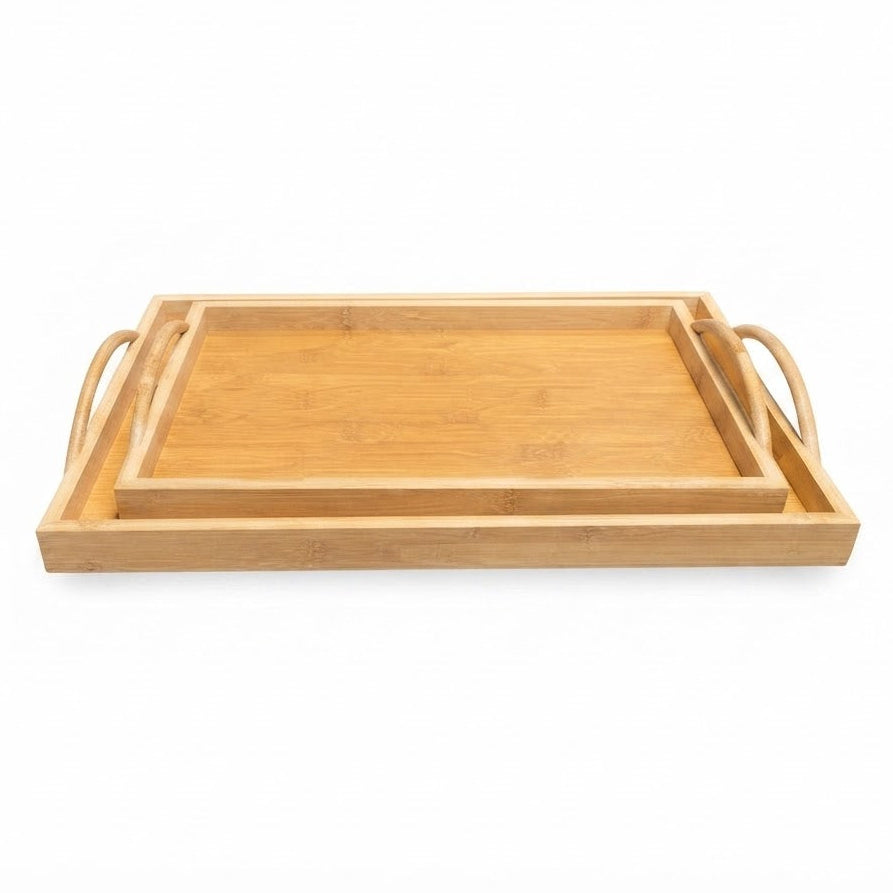 Danny Home Bamboo Serving Tray 2 Pieces Set with Handles at Zubaidas Homestore Pakistan