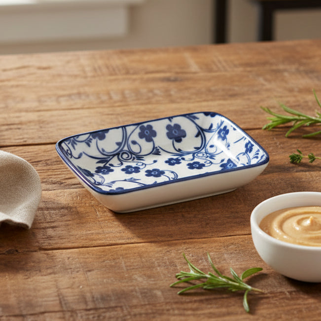 Danny Home Blue Floral Ceramic Sauce Dish 9.5cm at Zubaidas Homestore