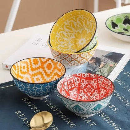 Danny Home Bohemian Design Ceramic Bowl 10 Pieces Set at Zubaidas Homestore