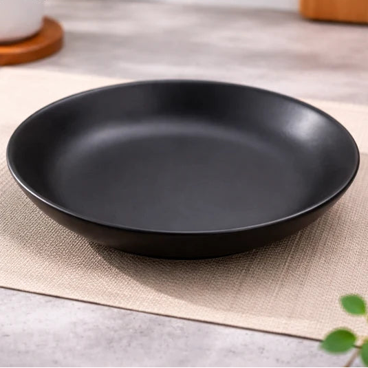 Danny Home Ceramic Deep Dinner Plate 20cm Matte Black at Zubaidas Homestore