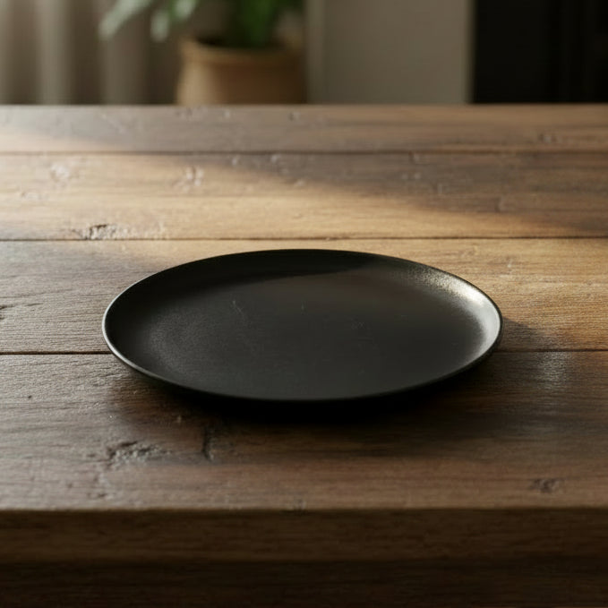 Danny Home Ceramic Flat Dinner Plate 20cm Black at Zubaidas Homestore