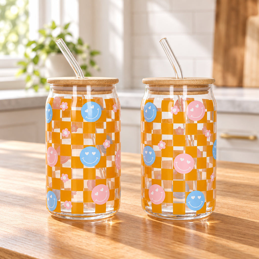 Danny Home Checkerboard Smiley Glass Tumbler Set at Zubaidas Homestore Pakistan