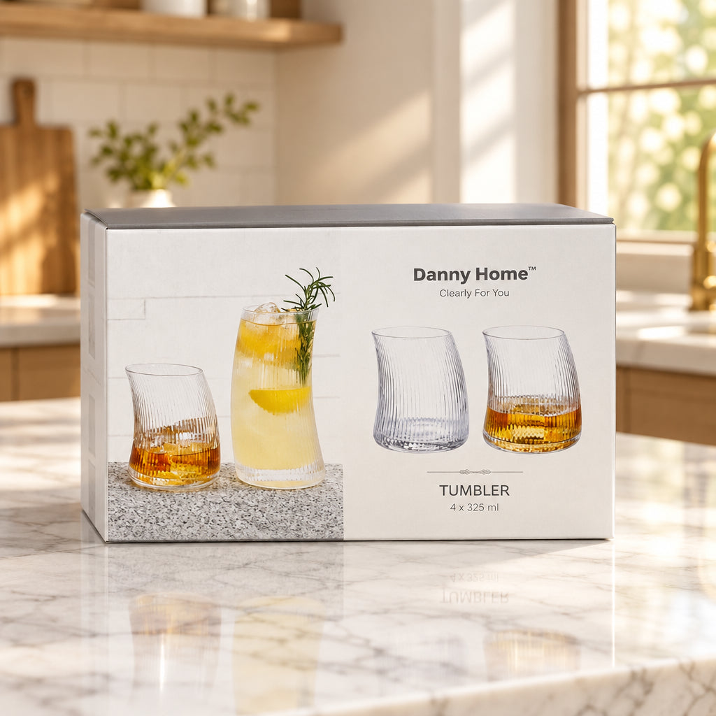 Danny Home Crescent Shaped 4 Pieces Glass Set 325ml at Zubaidas Homestore
