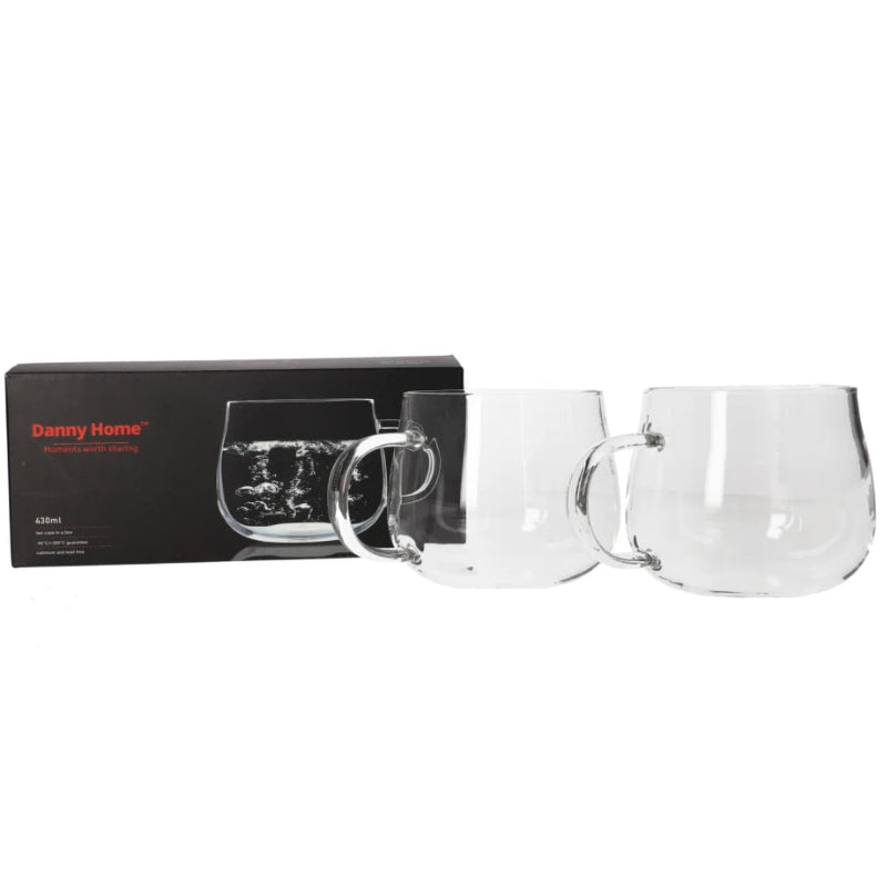 Danny Home Crystal Clear Glass Mug 2 Pieces Set 430ml at Zubaidas Homestore