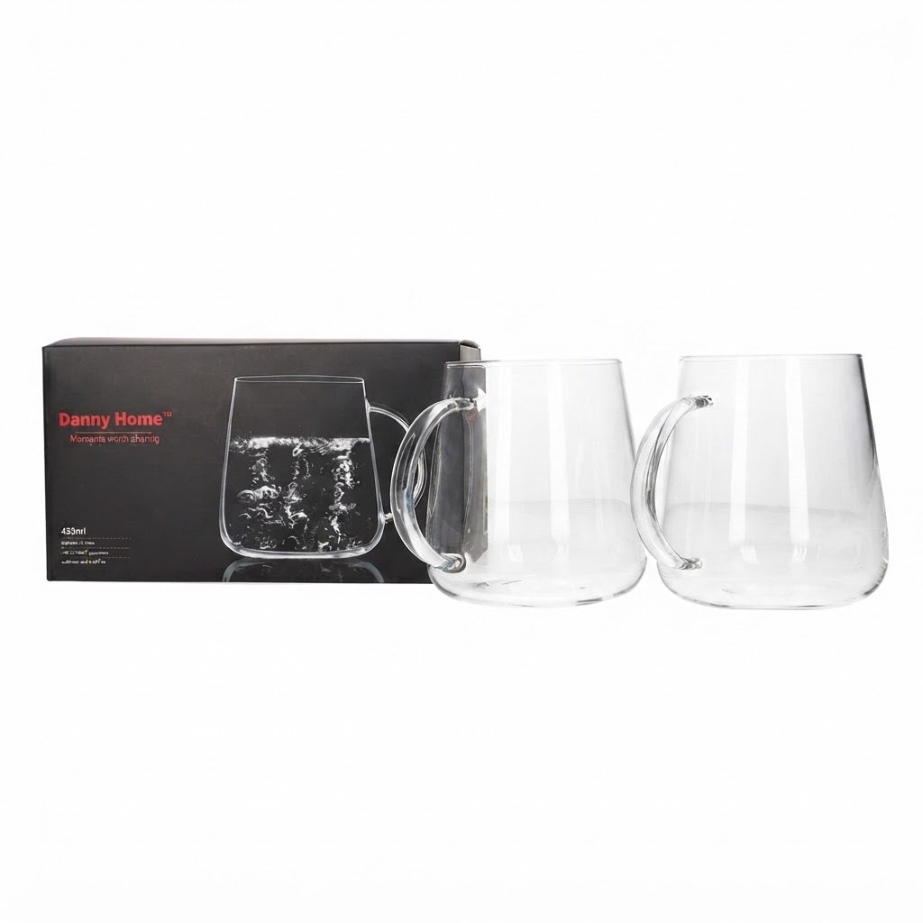 Danny Home Crystal Clear Glass Mug 2 Pieces Set 450ml at Zubaidas Homestore