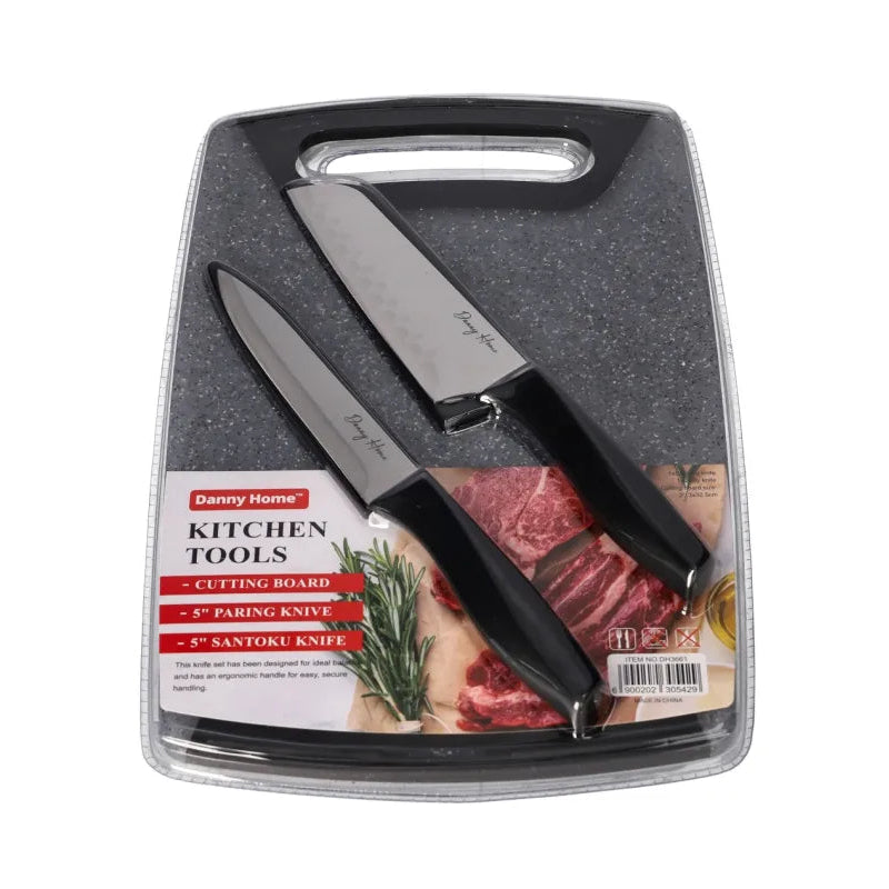 Danny Home Cutting Board with 2 Pieces Knife Set at Zubaidas Homestore