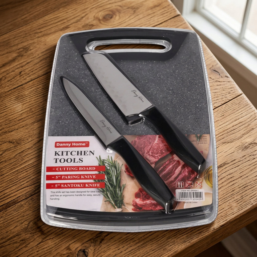 Danny Home Cutting Board with 2 Pieces Knife Set at Zubaidas Homestore