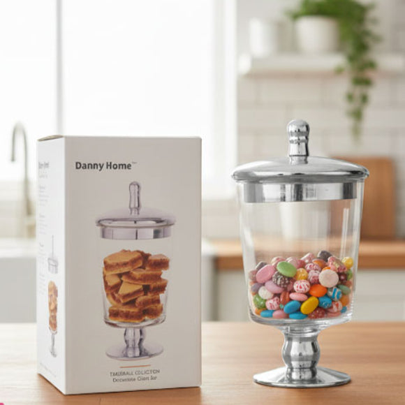 Danny Home Decorative Cookie Glass Silver Jar 24cm at Zubaidas Homestore