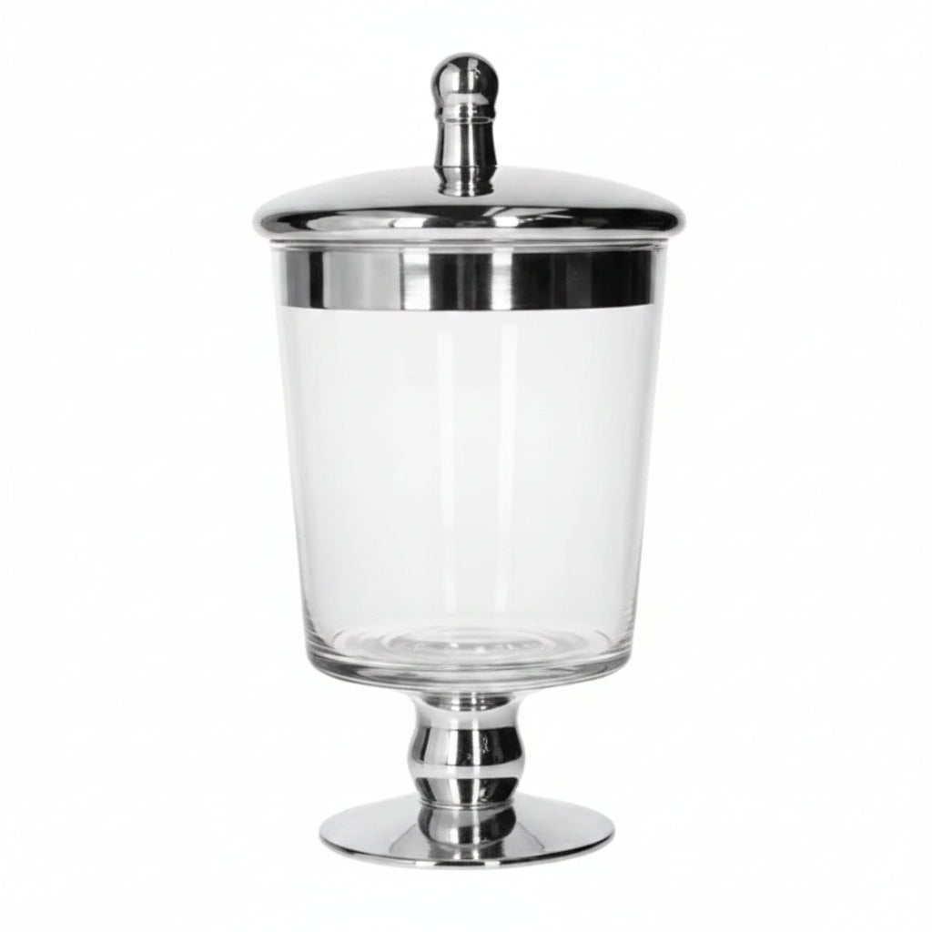 Danny Home Decorative Cookie Glass Silver Jar 24cm at Zubaidas Homestore Pakistan