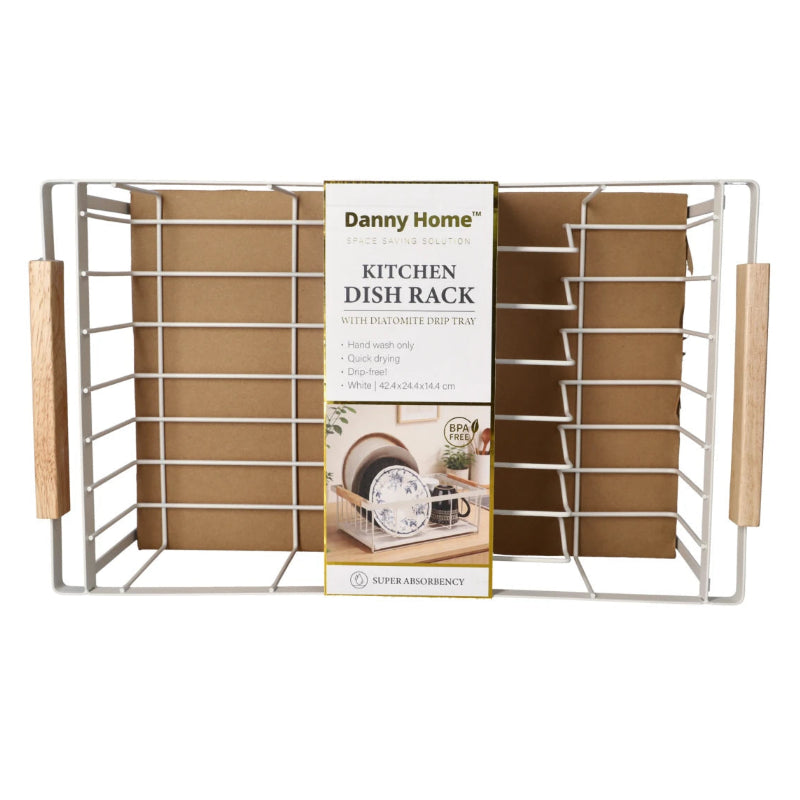Danny Home Dish Rack with Diatomite Drip Tray 42.4cm White at Zubaidas Homestore. Most Trusted Homestore in Pakistan
