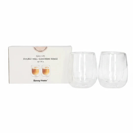 Danny Home Double Walled Clear Glass 2 Pieces Set 200ml at Zubaidas Homestore