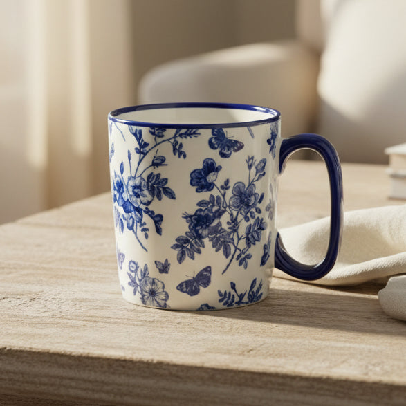 Danny Home Floral Blue Ceramic Mug 450ml Zubaidas Homestore