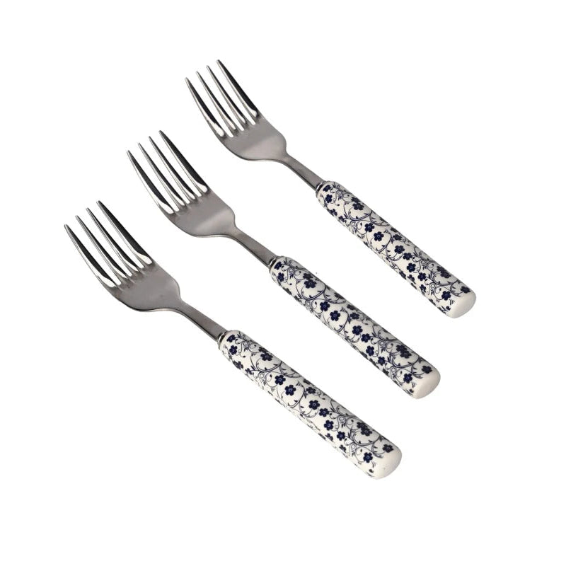 Danny Home Floral Handle Dining Fork 3 Pieces Set 19.5cm at Zubaidas Homestore Pakistan