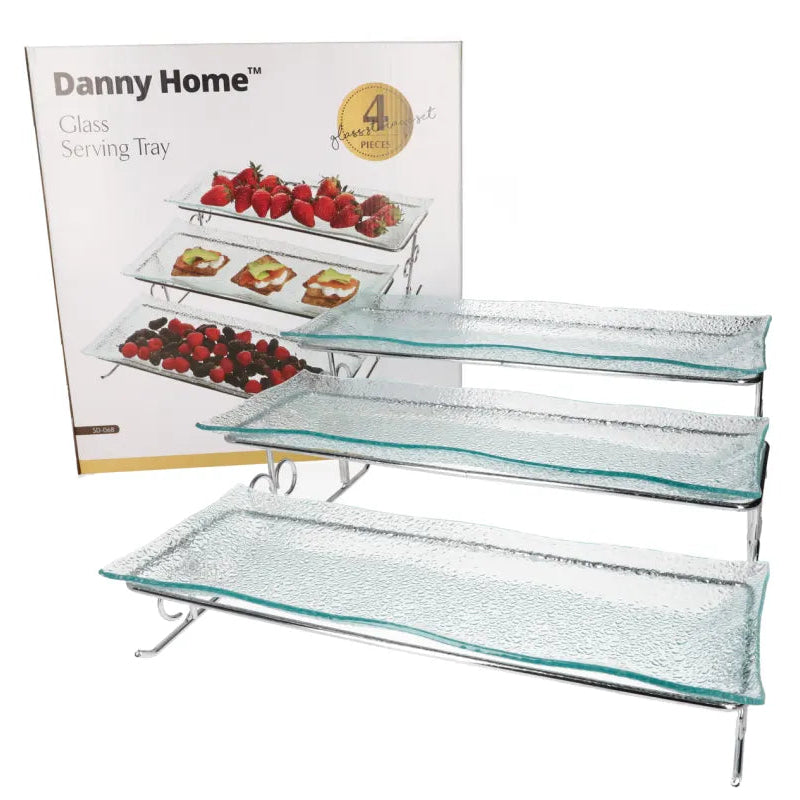 Danny Home Glass 3 Layer Serving Tray with Stand 36cm at Zubaidas Homestore