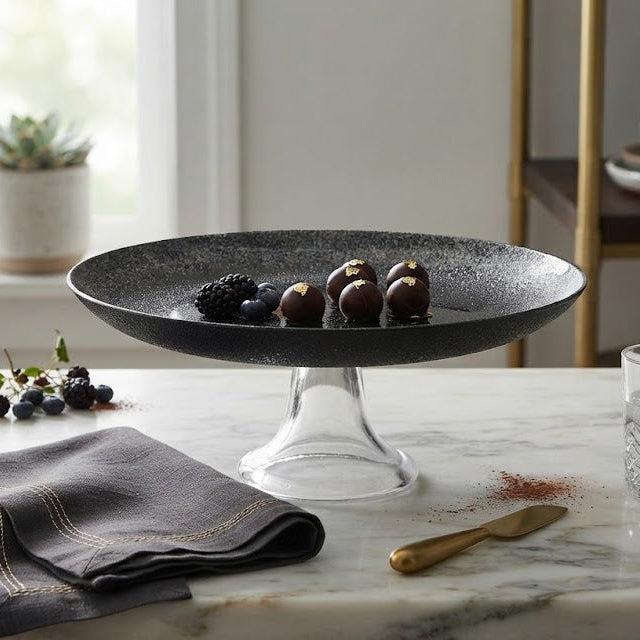 Danny Home Glass Cake Stand 28cm Black at Zubaidas Homestore Pakistan