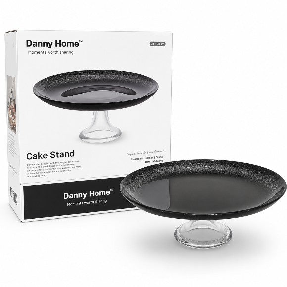 Danny Home Glass Cake Stand 28cm Black at Zubaidas Homestore