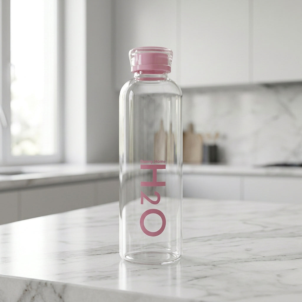 Danny Home Glass Drink Water Bottle 750ml Pink at Zubaidas Homestore