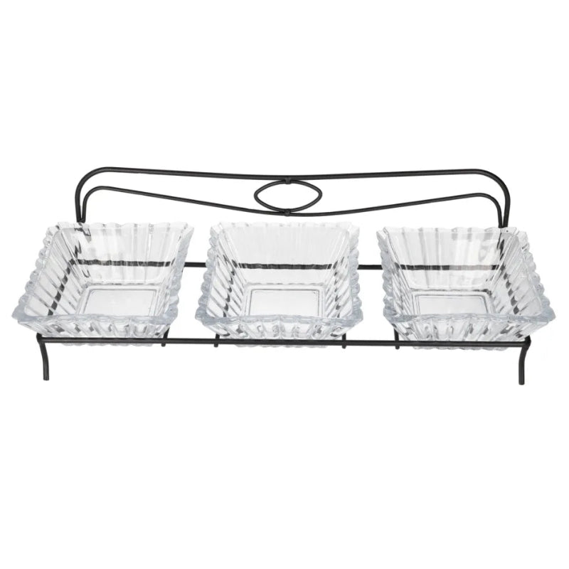 Danny Home Glass Serving Bowl With Black Stand 4 Piece Set at Zubaidas Homestore Pakistan