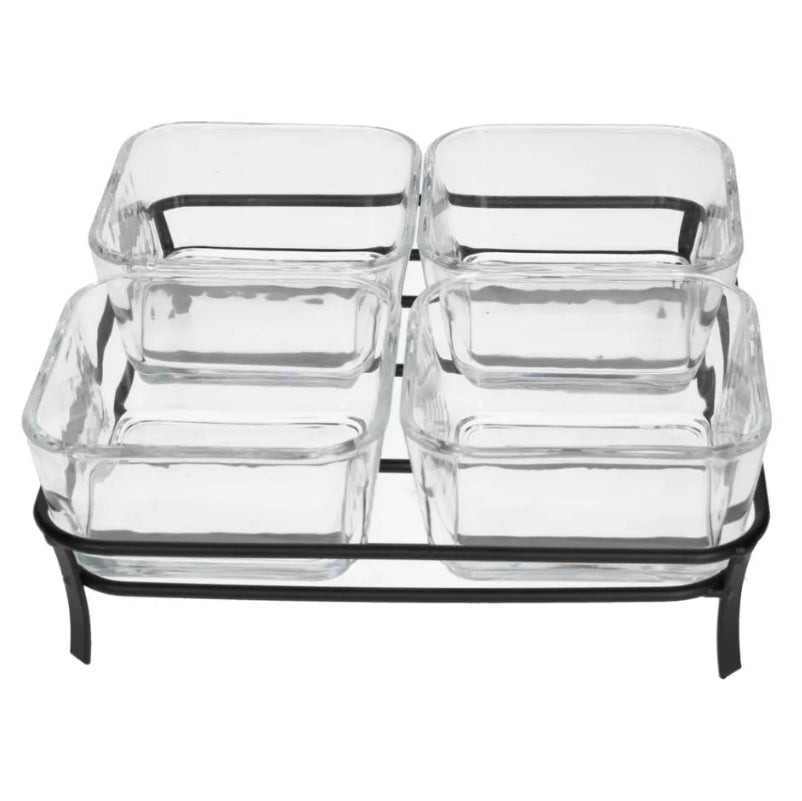 Danny Home Glass Serving Bowl With Black Stand 5 Piece Set at Zubaidas Homestore Pakistan
