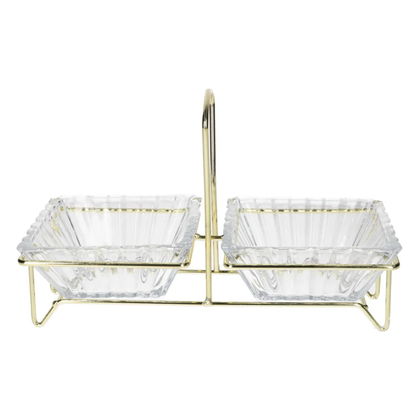 Danny Home Glass Serving Bowl With Golden Stand 3 Piece Set at Zubaidas Homestore Pakistan