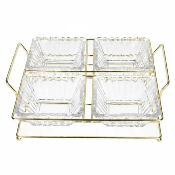 Danny Home Glass Serving Bowl With Golden Stand 5 Piece Set at Zubaidas Homestore Pakistan