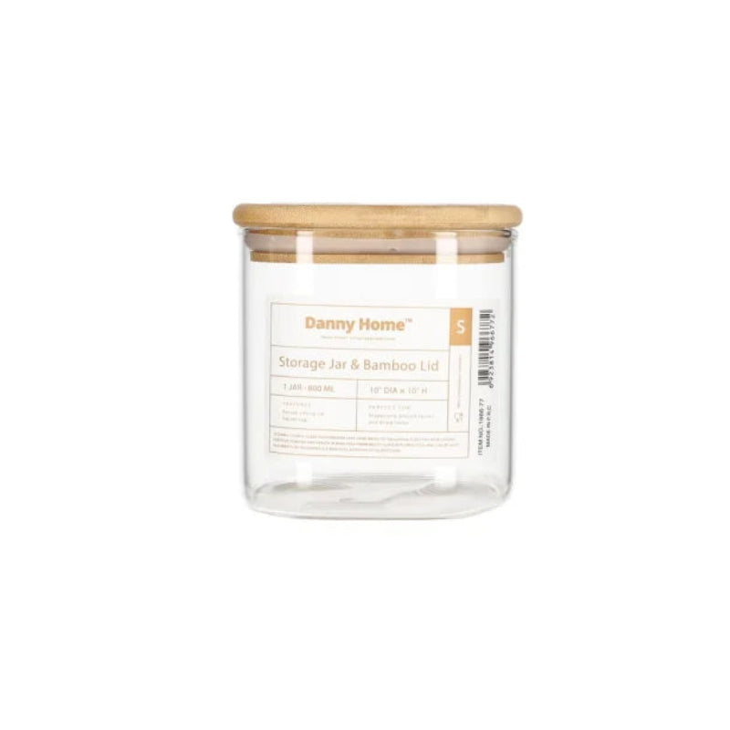Danny Home Glass Storage Jar with Bamboo Lid 800ml at Zubaidas Homestore Pakistan