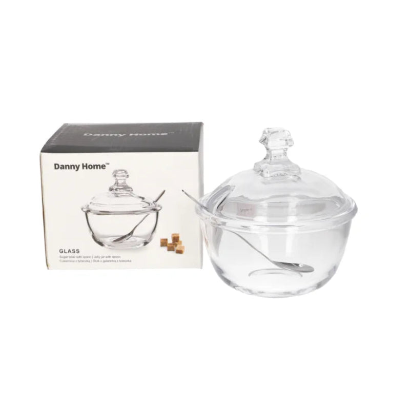 Danny Home Glass Sugar Bowl 2 Pieces Set at Zubaidas Homestore