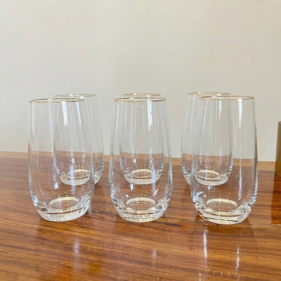 Danny Home Gold Rim Glass 6 Pieces Set 550ml at Zubaidas Homestore Pakistan
