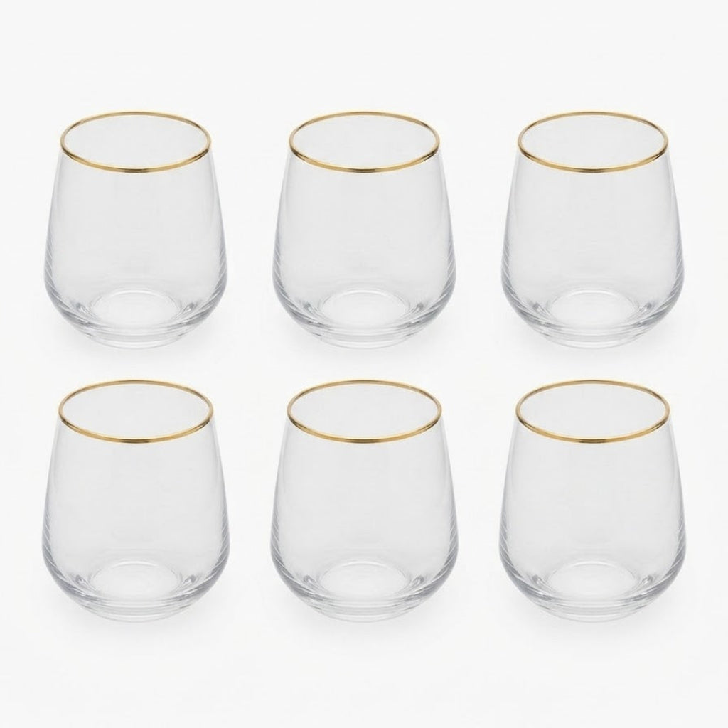 Danny Home Gold Rim Water Glass 6 Pieces Set 360ml at Zubaidas Homestore